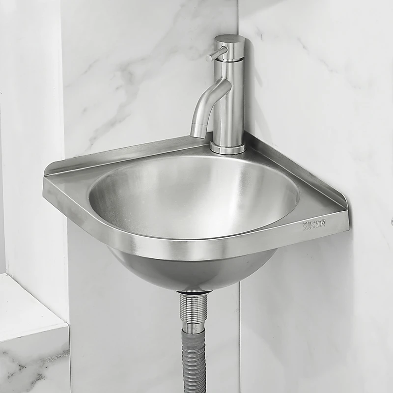

Stainless steel wash basin household triangular thickened bathroom kitchen small