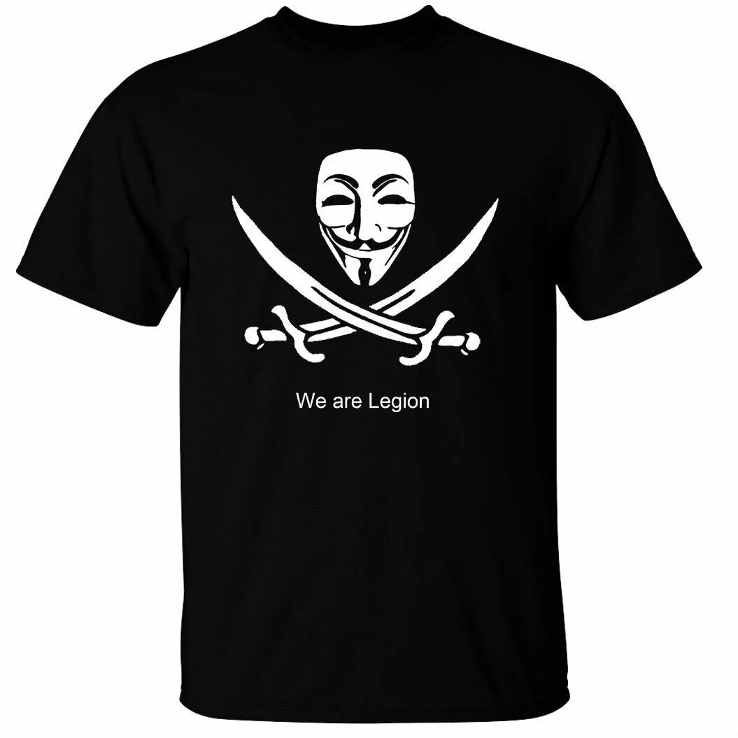 

We Are Legion. Funny Computer Hacker Anonymous Crossed Sword Mask T-Shirt. Summer Cotton Short Sleeve O-Neck Mens T Shirt S-3XL