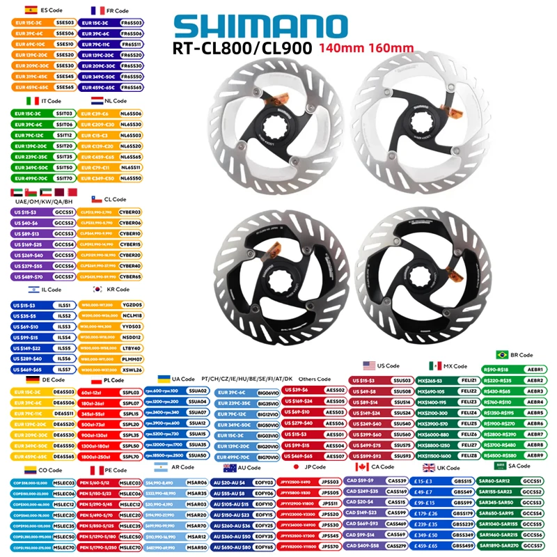 Shimano RT-CL800 RT-CL900 Brake Rotor CENTER LOCK ICE TECHNOLOGIES FREEZA 140mm 160mm ULTEGRA  XTR DURA-ACEShimano Bike Part