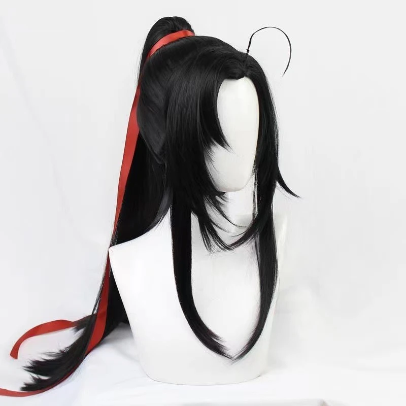 Perruque de Cosplay Thème Dessin Animé Mo Dao Zu Shi Grand Maître de la Culture Démoniaque, Accessoire Thème Wei Wuxian Lan Wangji, pour ixd'Halloween, avec Bonnet