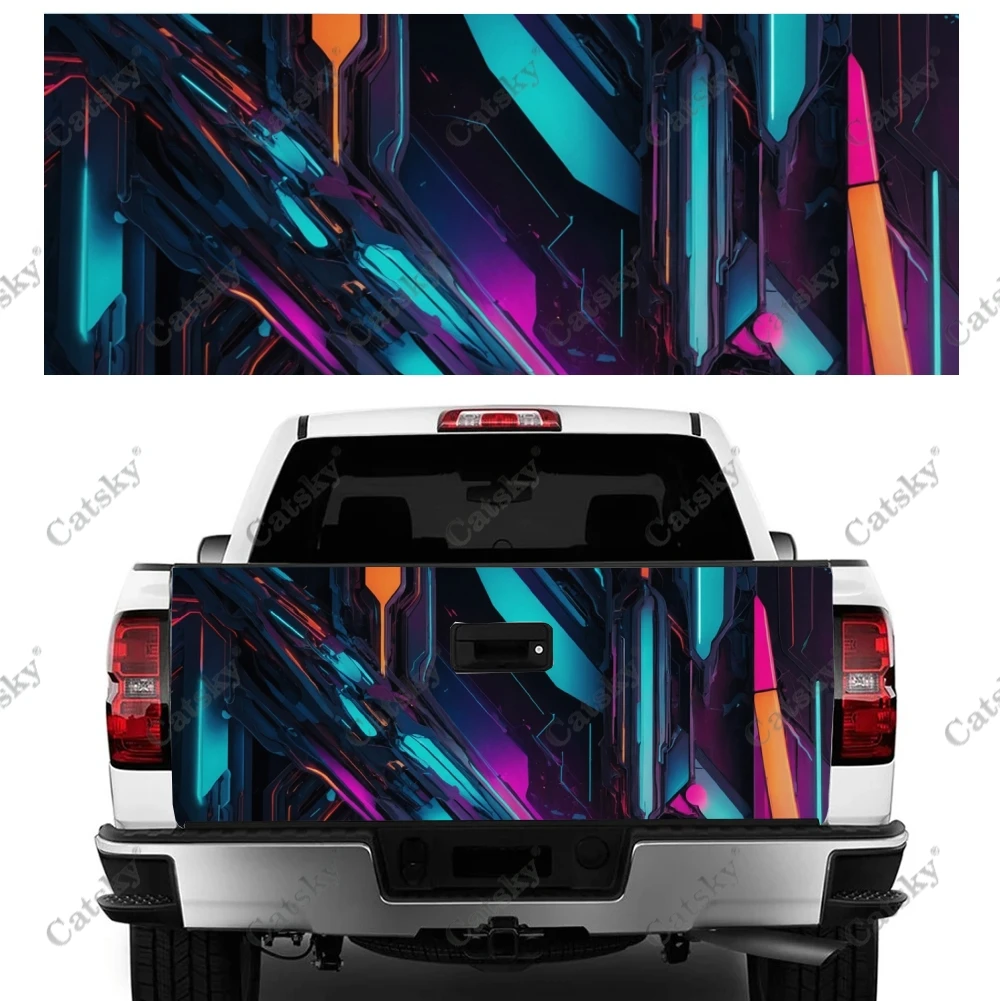 Gradient Abstract Colorful Truck Tailgate Wrap Professional Grade Material Universal Fit for Full Size Trucks Weatherproof