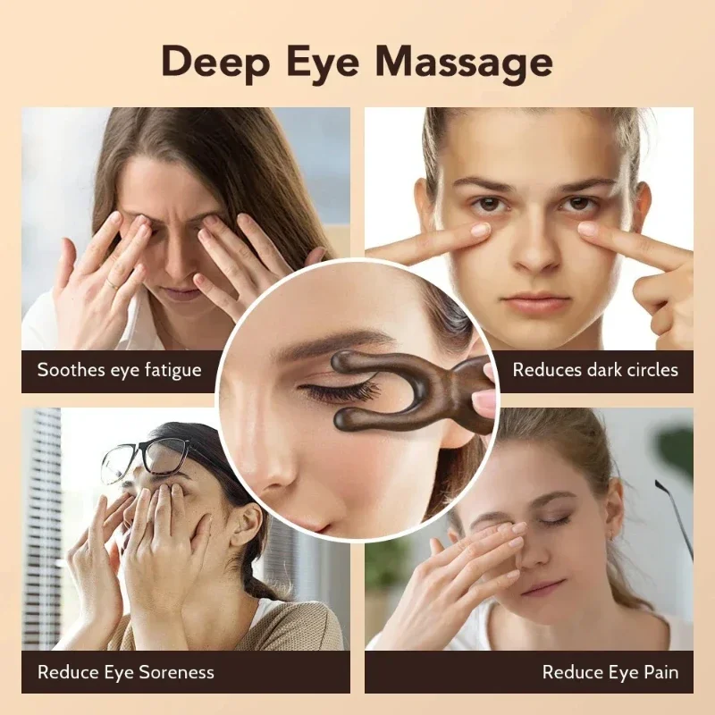 1/2Pcs Wooden Gua Sha Facial Tools Head Massager Sandalwood Wood Massage Tool for Face Nose Eye Wood Massage Acupressur Tools - view 5