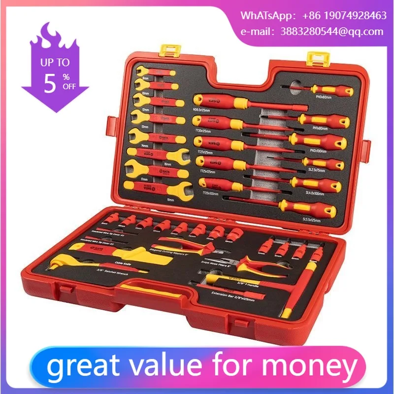 

Professional EV Repair Tools 39 Pieces 1000V Insulated Wrench Socket Screwdriver Hand Tool Set