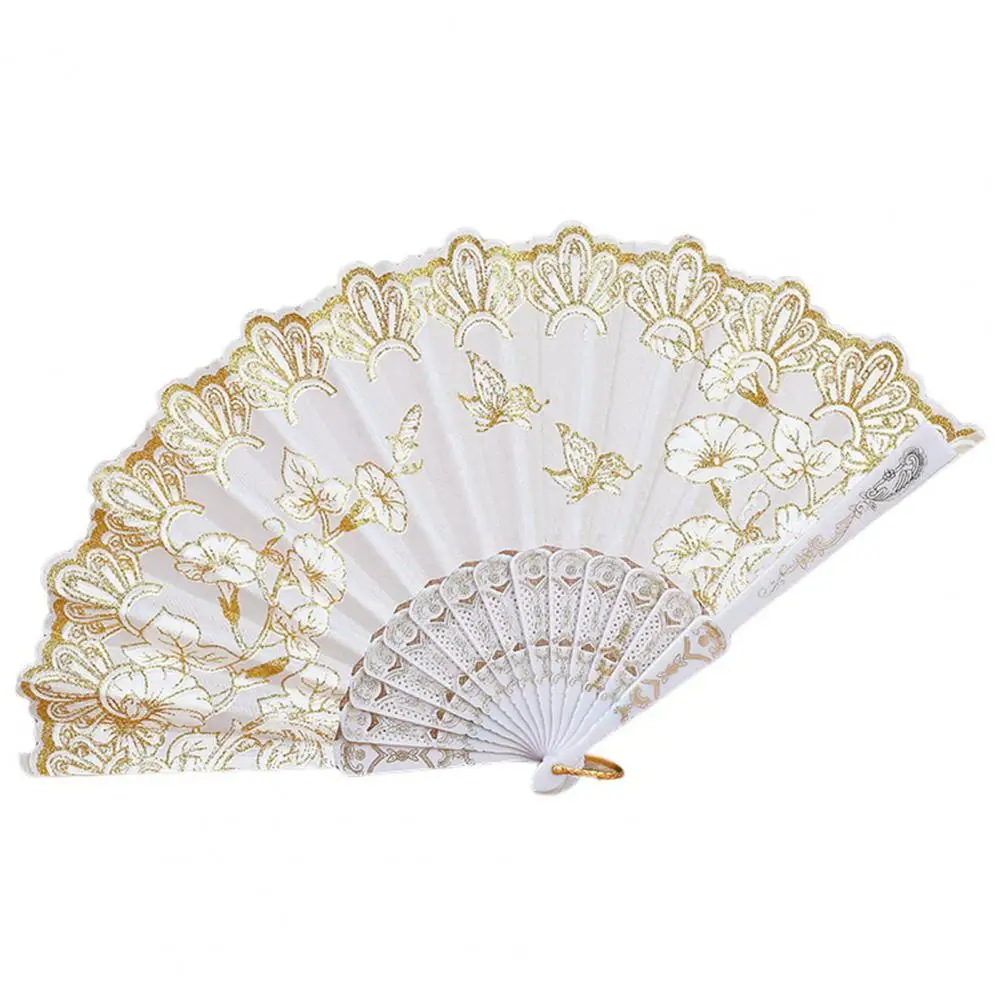 Retro Chinese Style Folding Fan Hand Held Fan Floral Dance Performances Party Custom Art Props Decoration Wedding Gift For Guest