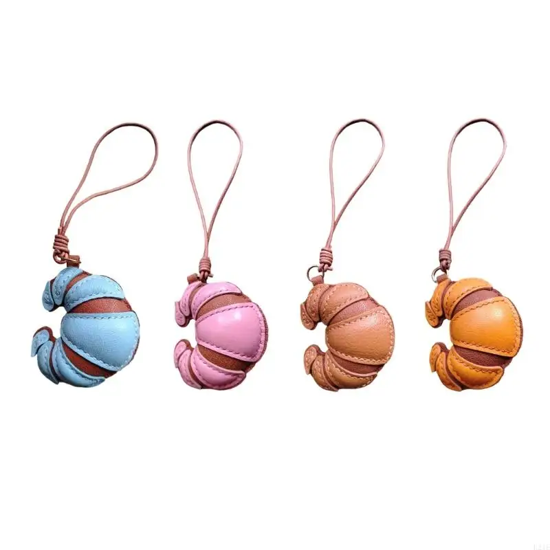 

L21E Soft Touch Leather Pendant Keychain Fashionable Key Holder Handmade Themed Bag Decoration for Women
