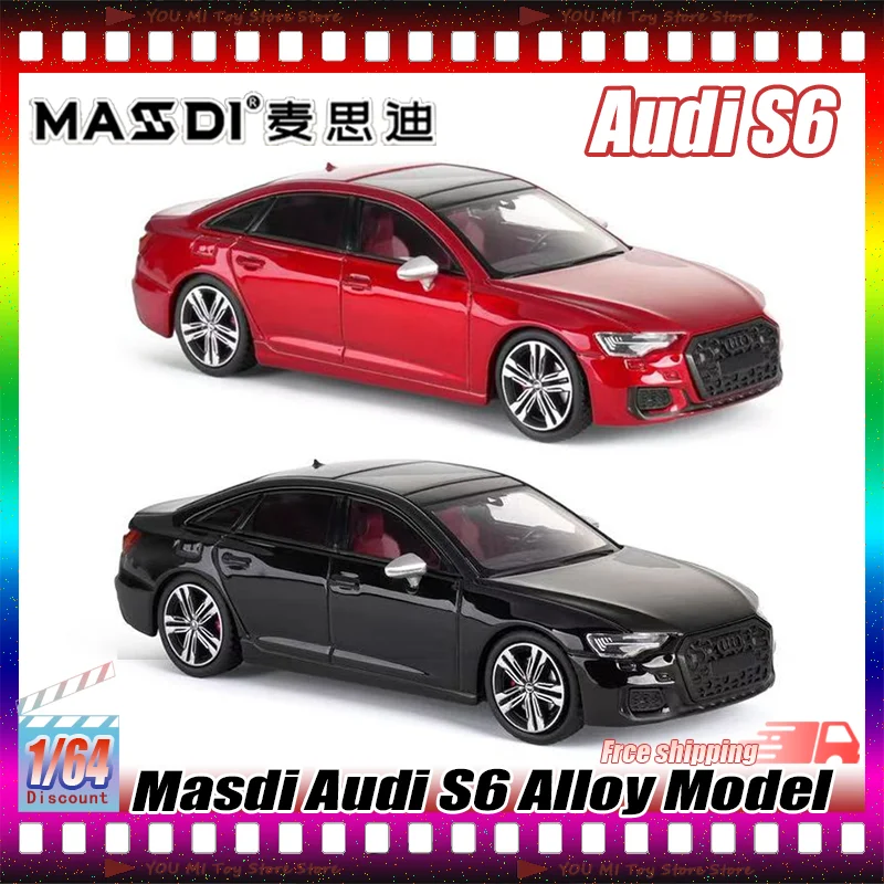 

Alloy 1:64 Masdi Audi S6 Die-Cast Model Car Black Simulation Collectible Ornament For Car Collectors Enthusiasts Toy Gifts