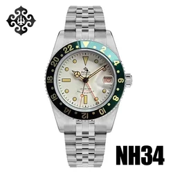 IPOSE IXDAO Luxurious Fashion Men's GMT Automatic Mechanical Watch NH34 Stainless Steel Sapphire Waterproof 10Bar reloj hombre