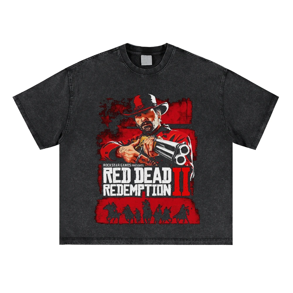 

Red Dead Redemption 2 Graphic Print T Shirts Men Women Fashion Hip Hop Style Retro Washed T-shirt Loose Short Sleeve Tees Tops