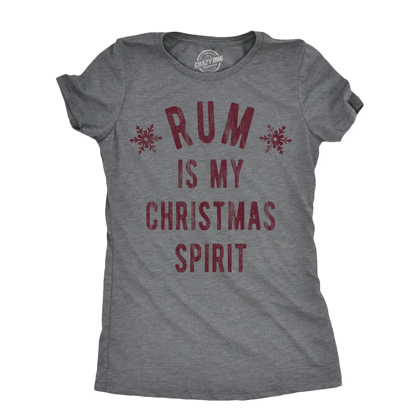 Womens Rum Is My Christmas Spirit T Shirt Funny Xmas Holiday Booze Drinking