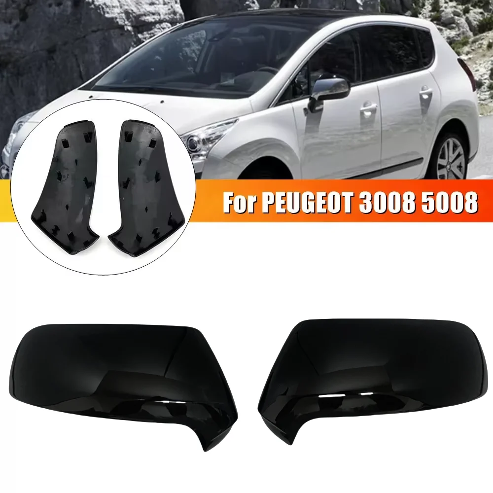 Pair Replacement Rearview Side Mirror Covers For Peugeot 3008 Mk1 2009-2017 MPV 5008 Citroen C3 C4 Car Accessories