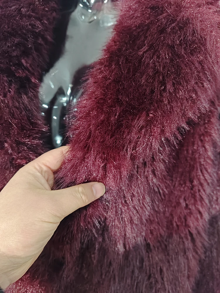 DEAT Fashion Women\'s Faux Fur Coat Lapel Loose Long Sleeve Solid Color Thick Warm Plush Jacket Winter 2024 New tide 7AB6138