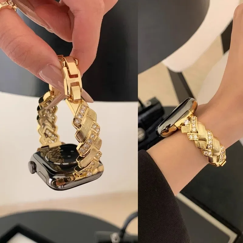 Schönes Glitzerndes Weizenähren-Armband für Apple Watch Serie S11/10/8/7/6/3/4/5/9 40mm 41mm 38mm 42mm 44mm 45mm 46mm Armband