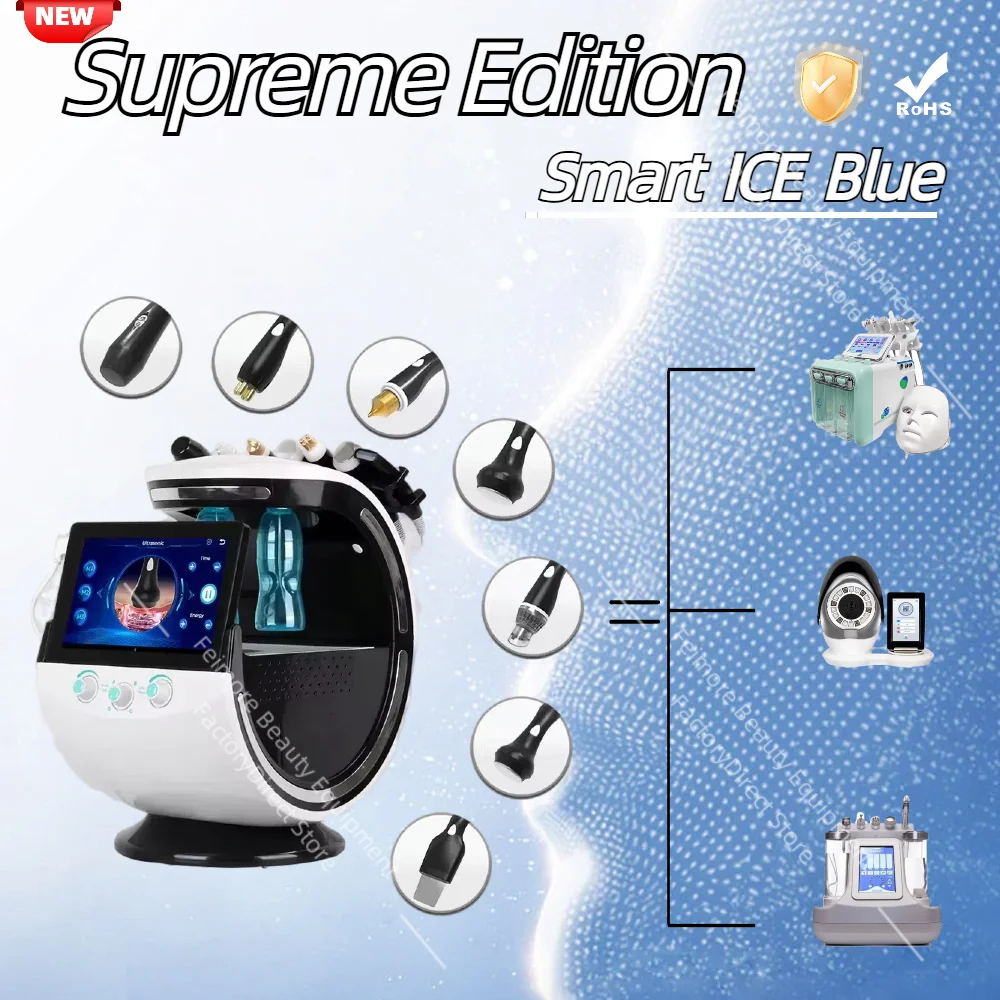 

Smart Ice Blue 7-in-1 Facial Skin Analysis Machine Ultrasonic Rejuvenation Water Microdermabrasion Facial Machine