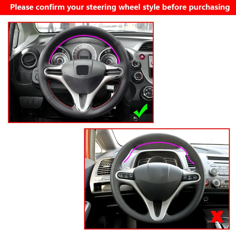 Car Accessories Steering Wheel Cover Microfiber Leather Interior Trim For Honda Fit Jazz City 2009-2013 Insight 2010- 2014 view 3