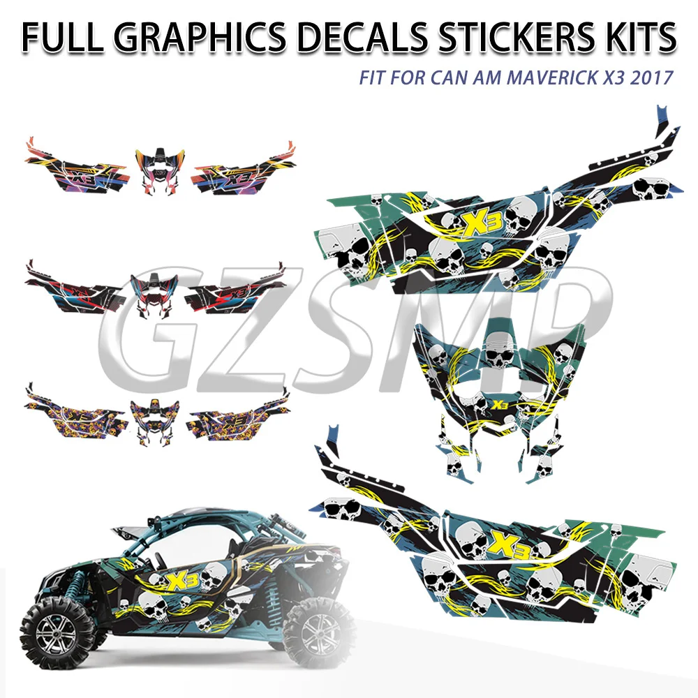 UTV Graphics Kits Full Set Body Fairing Decoration Sticker Decals Fit For CAN AM MAVERICK X3 2017 Decals Customize