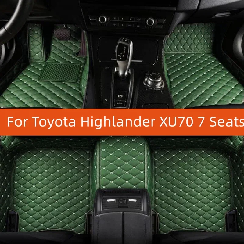 Custom Leather Car Floor Mat For Toyota Highlander XU70 7 Seats 2022 2023 2024 2025 2026 2027 2028 Car Mat Interior
