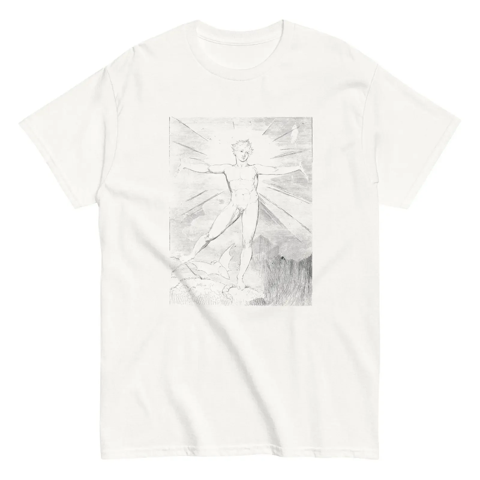 William Blake Great Albion Etching T Shirt vintage Washed Slightly homme Casual Versatile Soft Unisex Comfortable Stretched