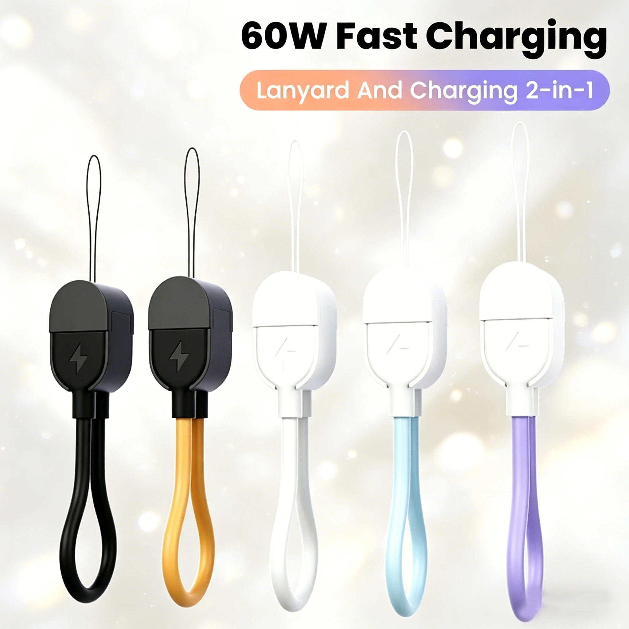 PD 60W Type C to Type C Keychain Cable For Samsung Xiaomi PD 20W USB C to Lightning Cable Fast Charge Data Cable For iPhone 14