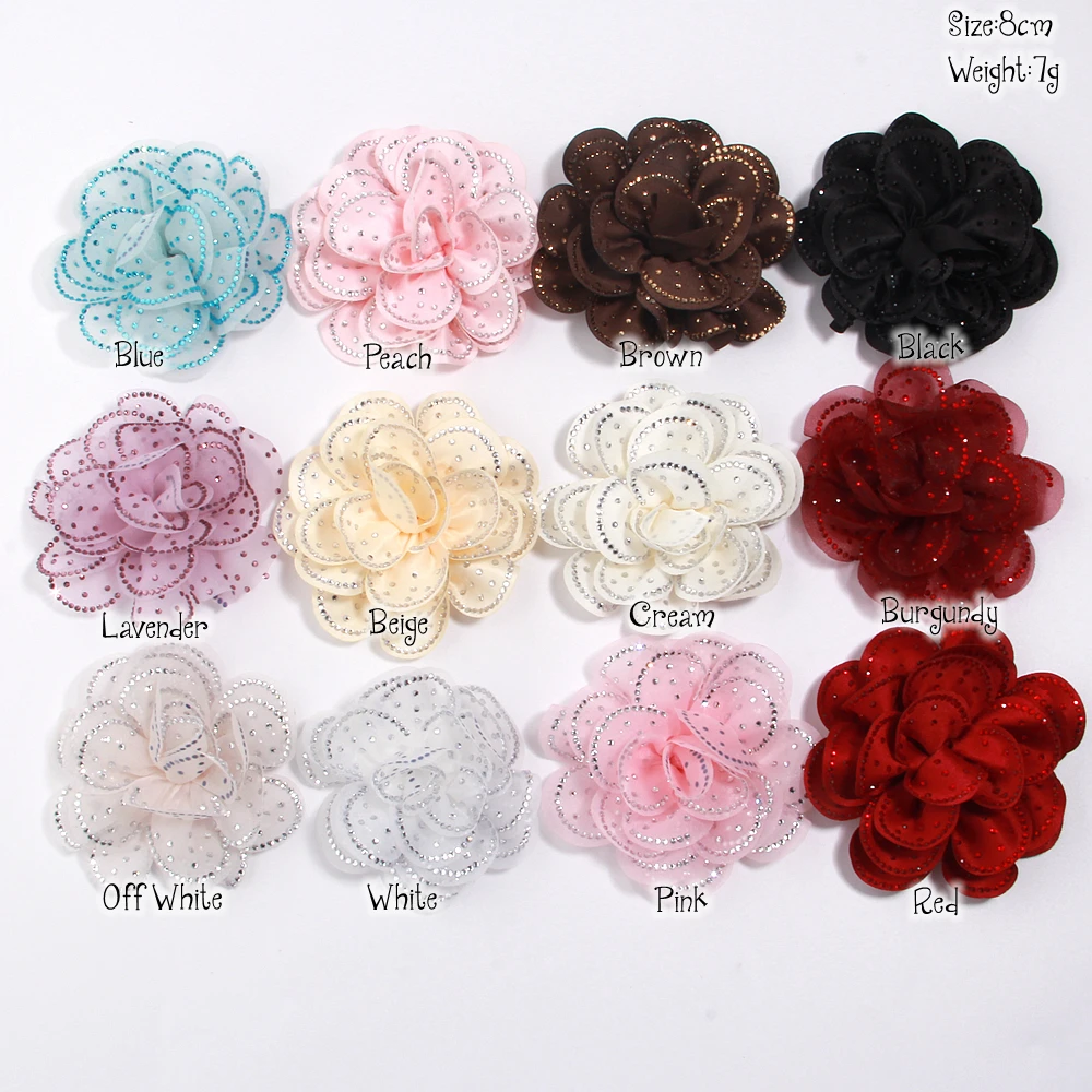 8cmHigh Grade Flower Patch Hand Clothing Materials DIY for Brooch Head Flower Jewelry Bags Shoes And Hats Decorative Accessories