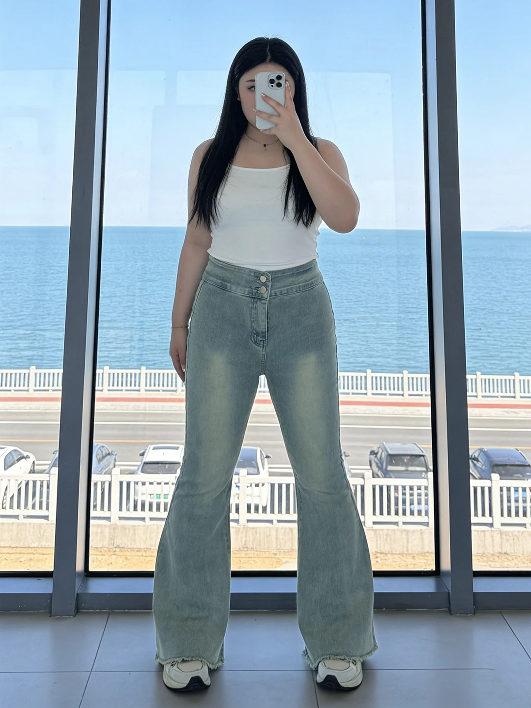 

Blue High Waist Stretchy Flared Jeans Women's plus Size Straight Leg Denim Pants Casual Sle Spring Summer Collection