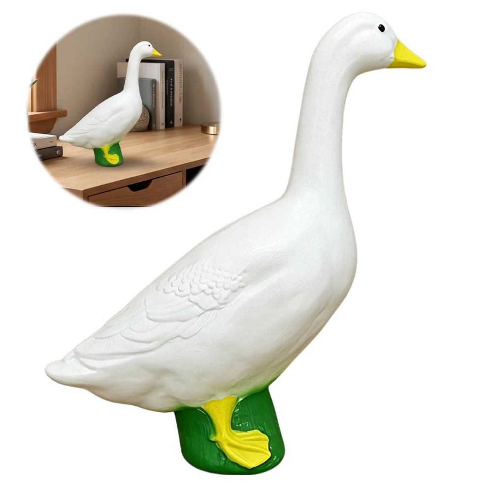 18cm Large White Goose Statue Simulation Goose Yard Decoration Cute White Goose Sculpture for Backyard Balcony