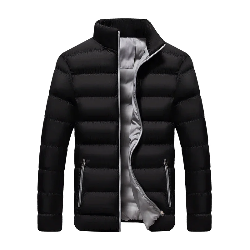 

Men New Parka Jackets Winter Casual Men's Outwear Coats Solid Stand Collar Male Windbreak Cotton Padded Jacket