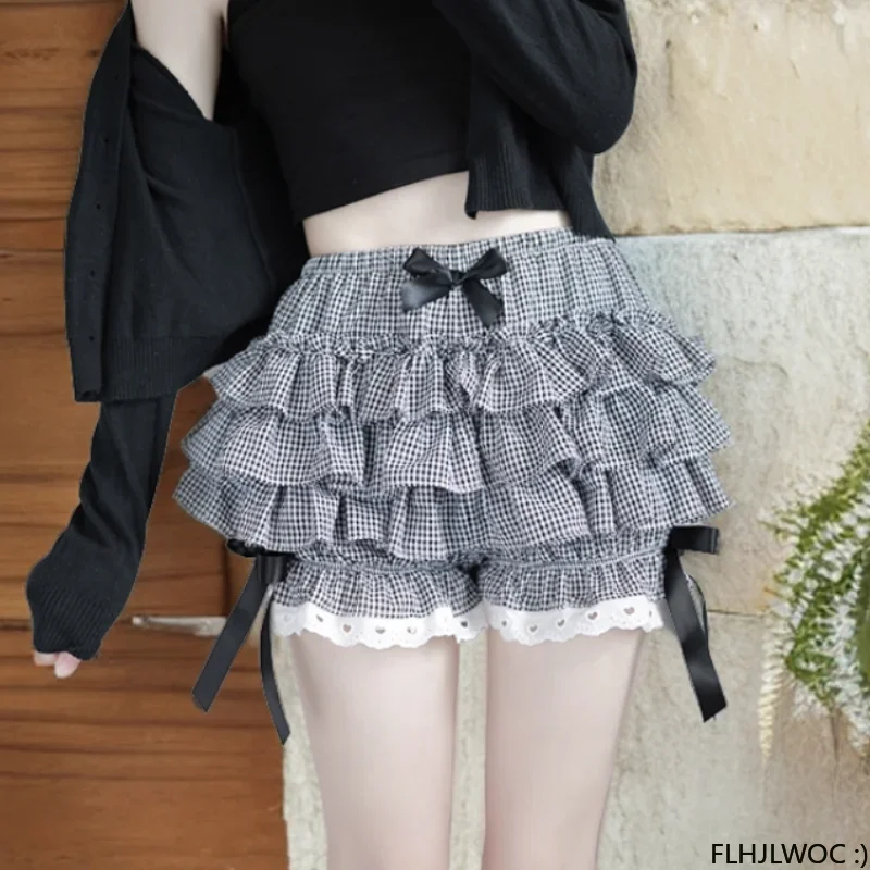 Hot Cool Stylish Summer Cute Sweet Japan Girls Sexy Lace Date Party Breathable Princess Puff Shorts Ruffles Lantern Small Pants