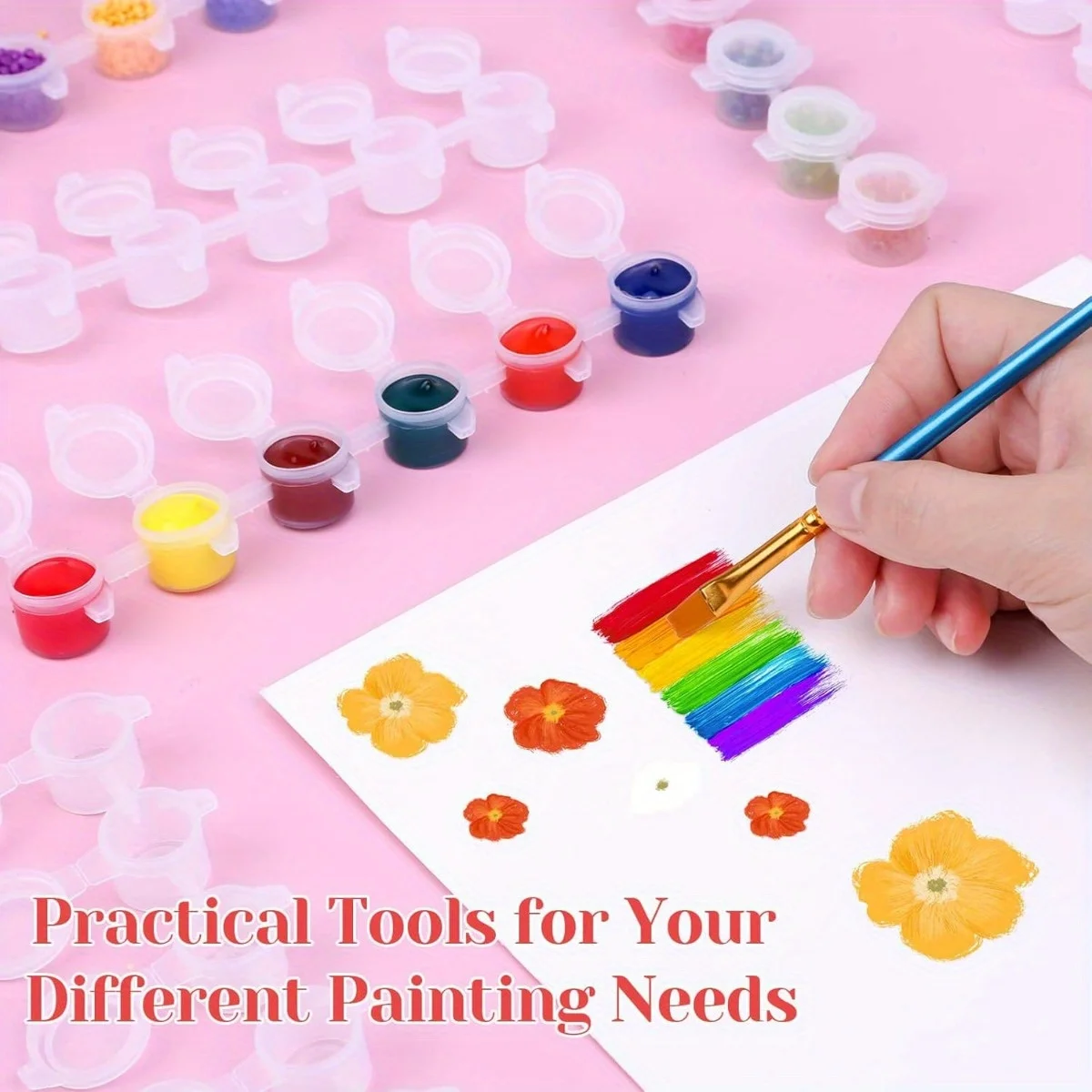 240pcs 40 Strips Empty Acrylic Mini Paint Pot Container Strip Storage with Lid for Classrooms School Art Crafts 3ml/ 0.1oz