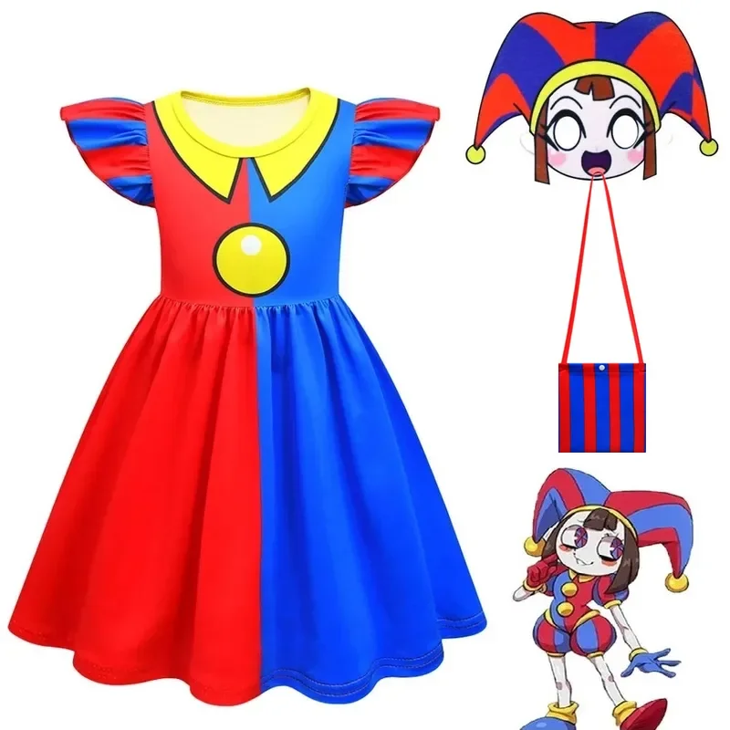 Anime Amazing Digital Circus Jax Pomni Cosplay Dress and Bag Suits Kids Cartoon 3D Printing Dress Halloween Party Funny Costumes