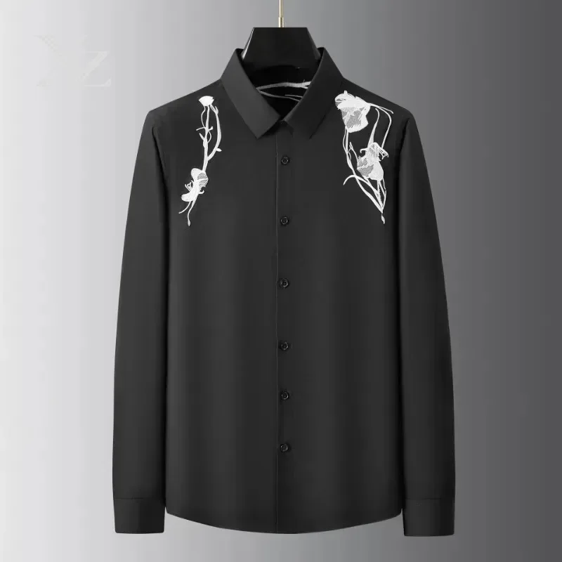Premium Men's Long-Sleeved Shirt with Simple Collar Design, Hot Sale High-End Fashionable Top for Daily Outdoor Wear