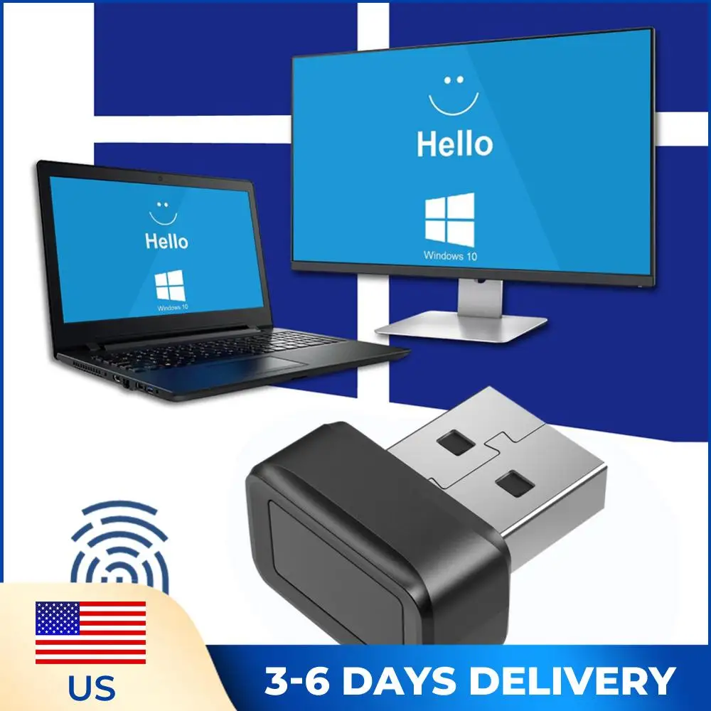 

USB Fingerprint Key Reader Anti-Spoofing Biometric Fingerprint Scanner Windows Hello 360° Touch Portable Security Key for PC