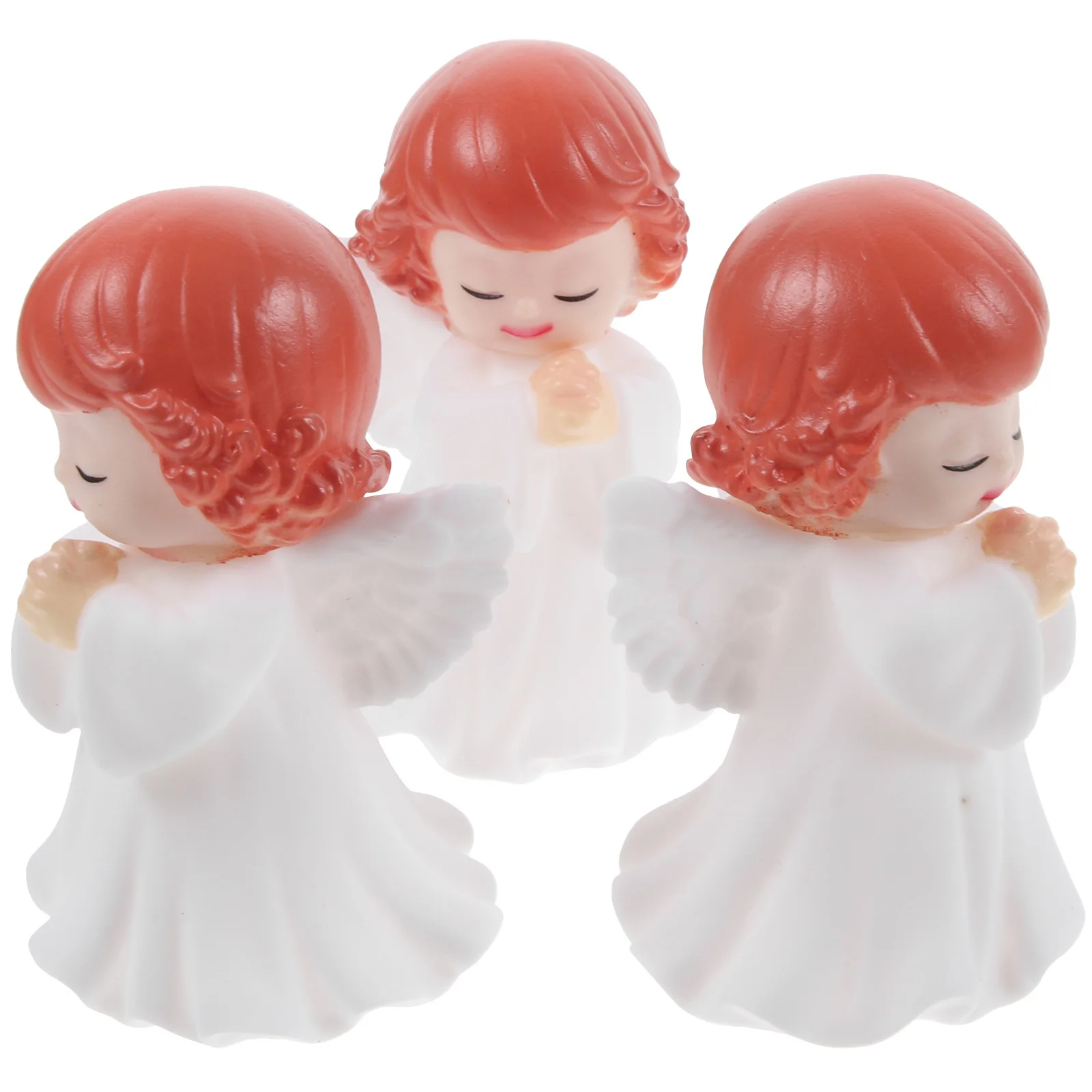 

3 pcs Angels Figurines Vinyl Cake Topper Decor For Miniature Garden Shadowbox Desktop Car Ornament Home Office Lobby Decoration