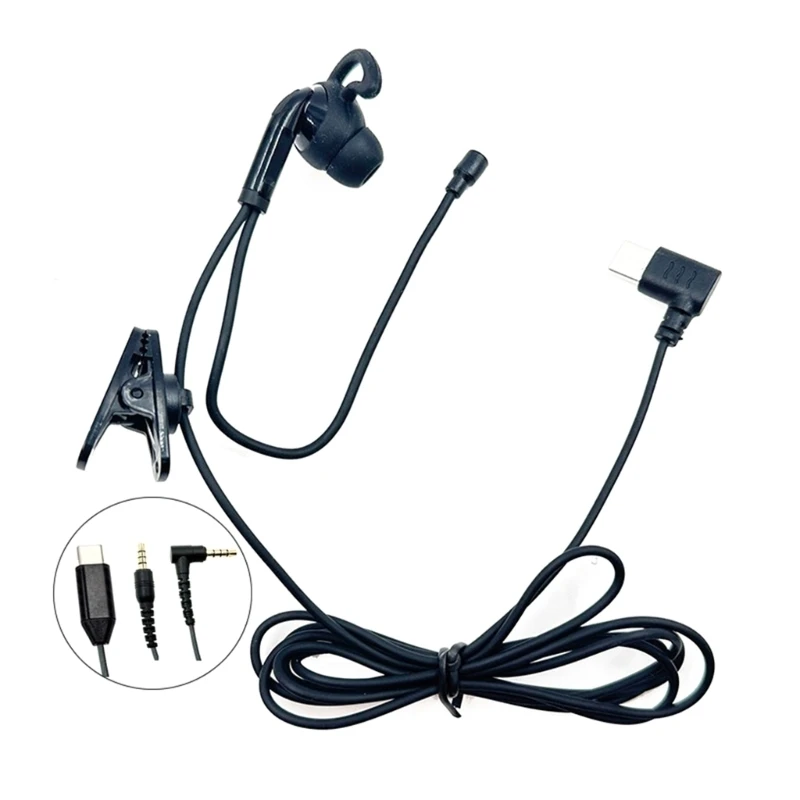 K9FC 3.5mm/Type C Single Side In Ear Earphone Earbud Coiled Corded Headsets for Mobile Phone Tablets Computer MP3 Player