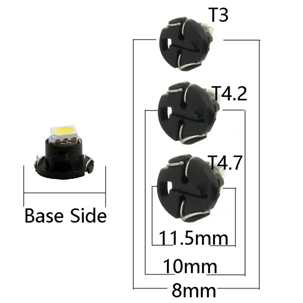 10pc T3 T4.2 T4.7 LED 5050 1210 1SMD Car Cluster Gauges Dashboard Ice Blue Red Pink Green Instruments Panel Light Neo Wedge Bulb