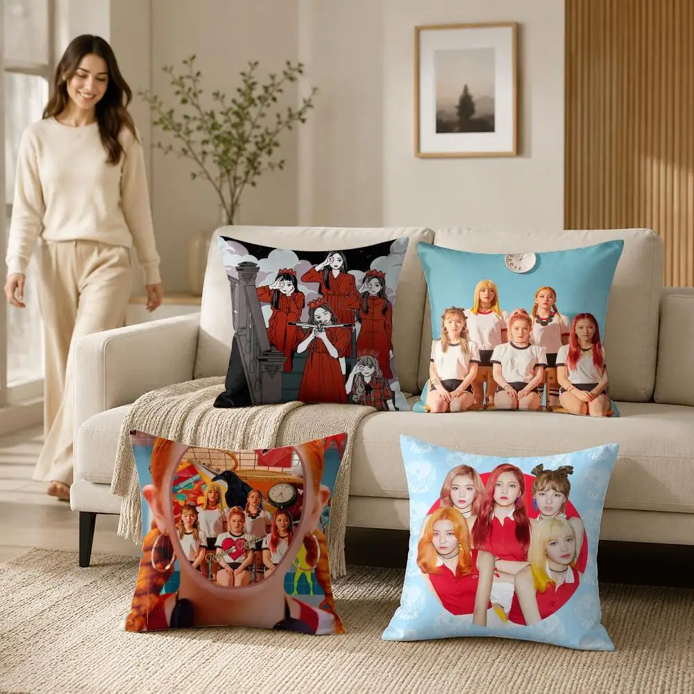 K-pop R-Red Velvet Cushion Cover Soft Short Plush Double-Sided Printing Home Decor Machine Washable Pillow Case Gift