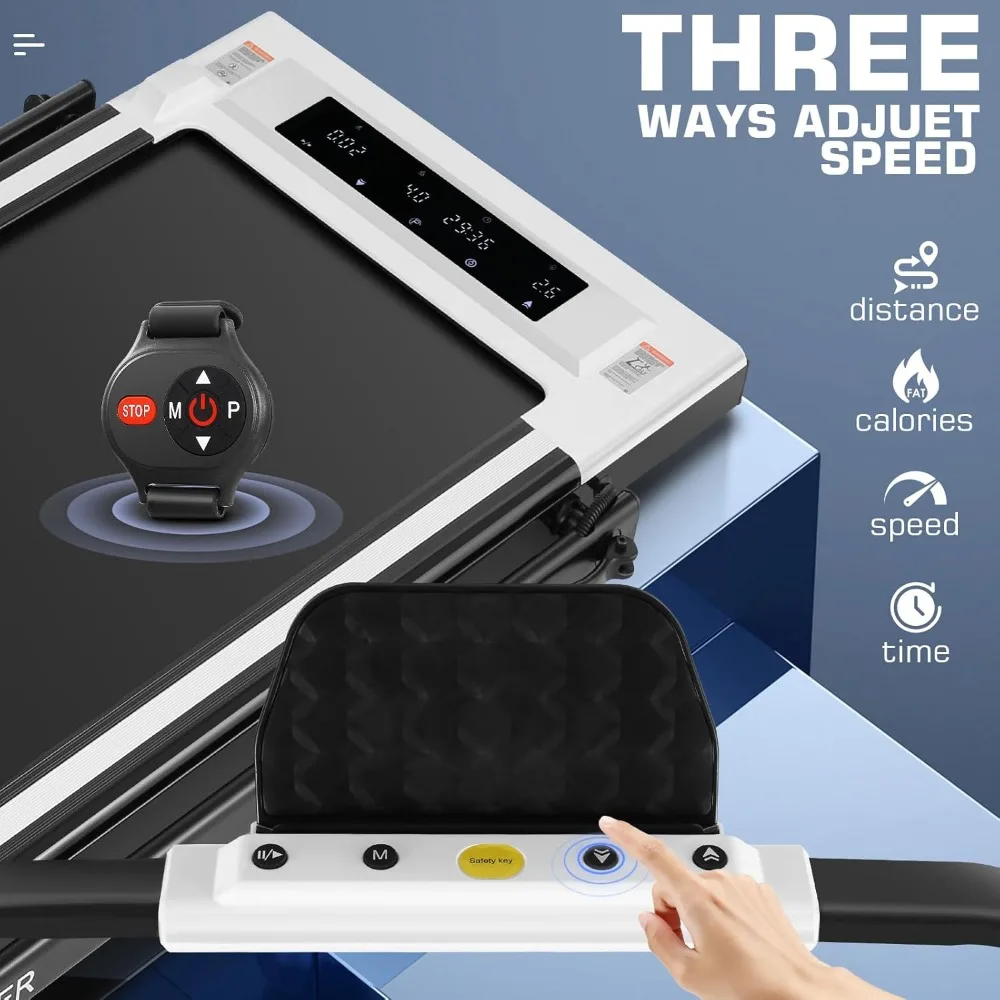 جهاز مشي محمول قابل للطي تحت المكتب - 3.0 حصان، مائلة 12%، سعة 320 رطل، وسادة مشي للاستخدام المنزلي والمكتب