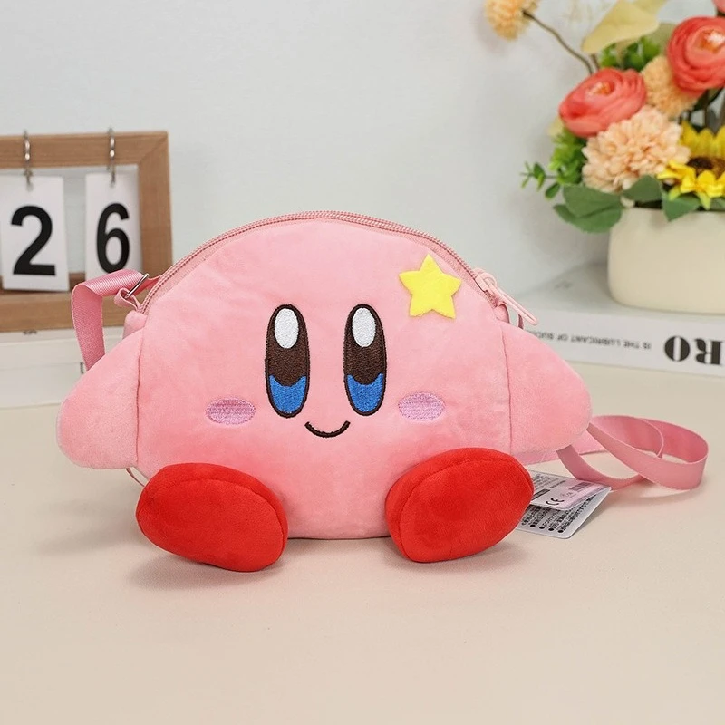 New Cute Cartoon Star Kirby Plush Cute Shoulder Bag Handbag Coin Purse Storage Bag Soft Stuffded Plushie Doll Festival Gift