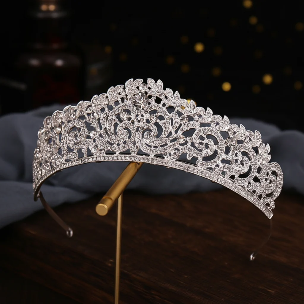 Elegant Crown Headpiece Sparkling Rhinestone Headbands for Bridal Wedding Party Princess Tiaras Hair Jewelry Accessory Gift