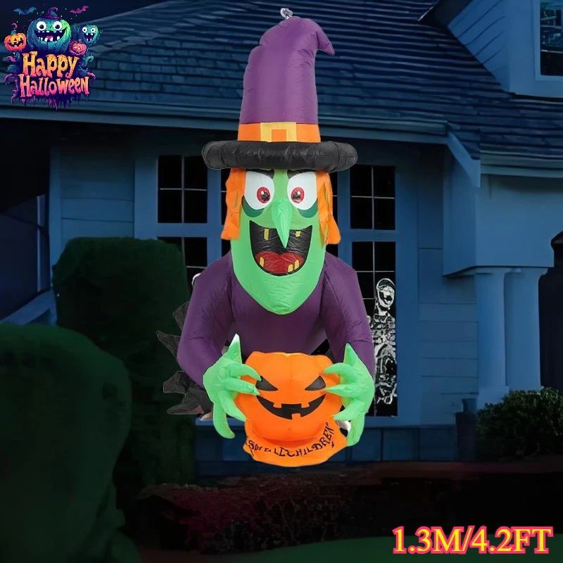 

4.2FT Inflatable Toys Climbing Window Witch Halloween Model Decorations Indoor Prop Built-in LED Light Home Garden Party Decor