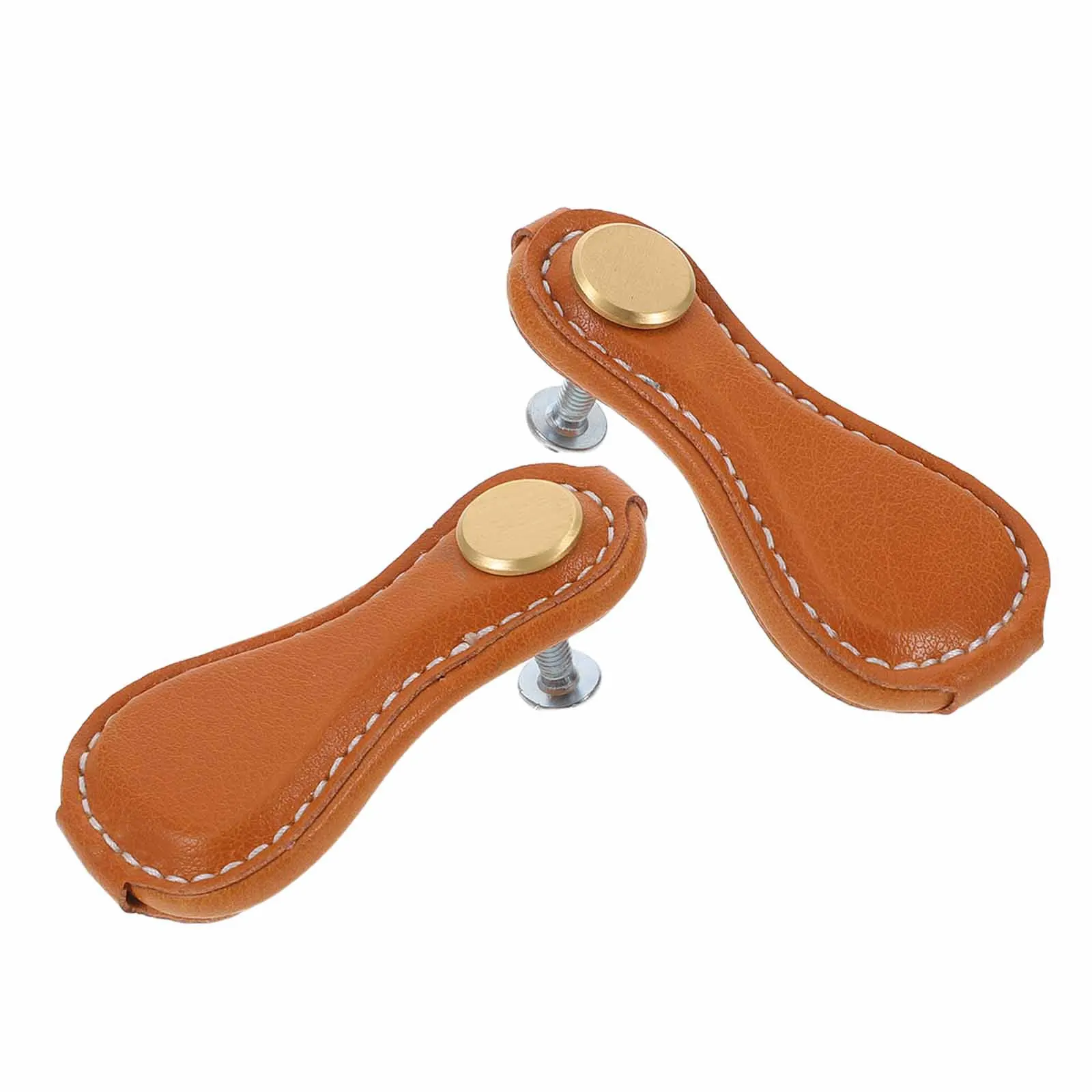 

2 шт., ручки для ящиков из искусственной кожи, ретро, винтажные ручки для шкафа с одним отверстием для комодов, шкафов, фурнитура для ящиков для ванной комнаты