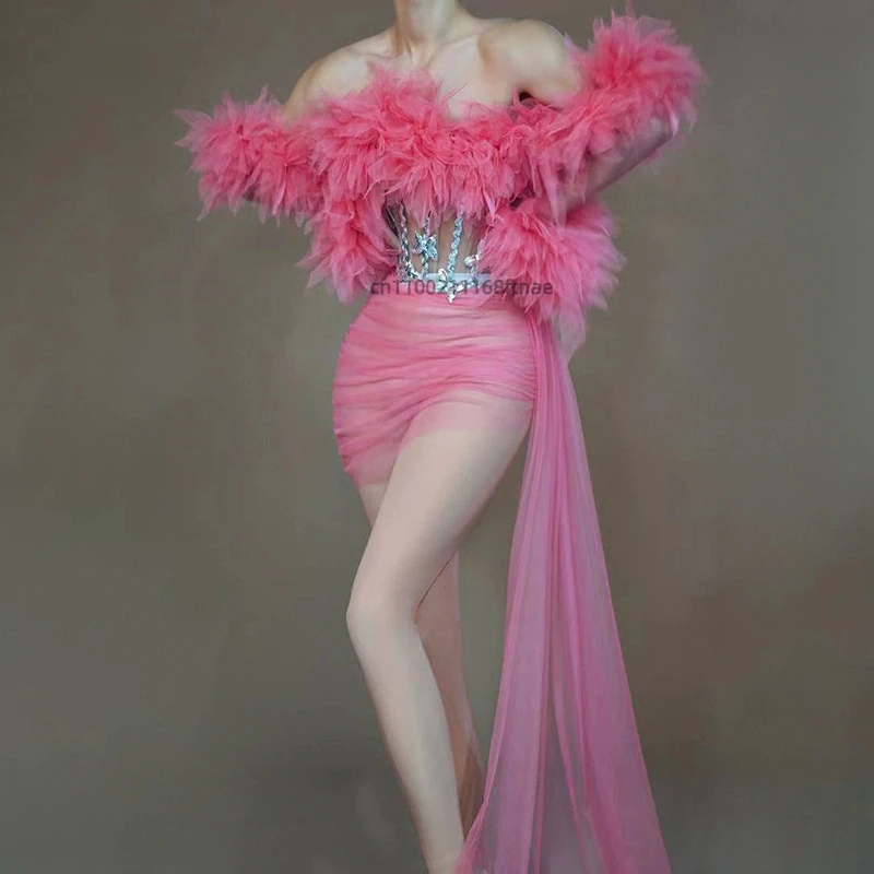 새로운 현대 무용 의상, 메쉬 퍼포먼스 드레스, 가수 모델 런웨이 쇼, 생일 파티 드레스, 무대 댄스 퍼포먼스 드레스