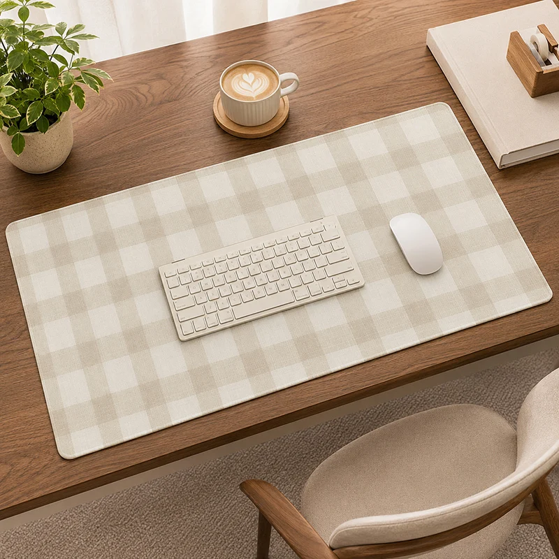 Beige Plaid Pattern Mouse Pad Gaming printon demand HD New Custom Home Mousepad XXL Non-Slip Natural Rubber Office Mouse Mats