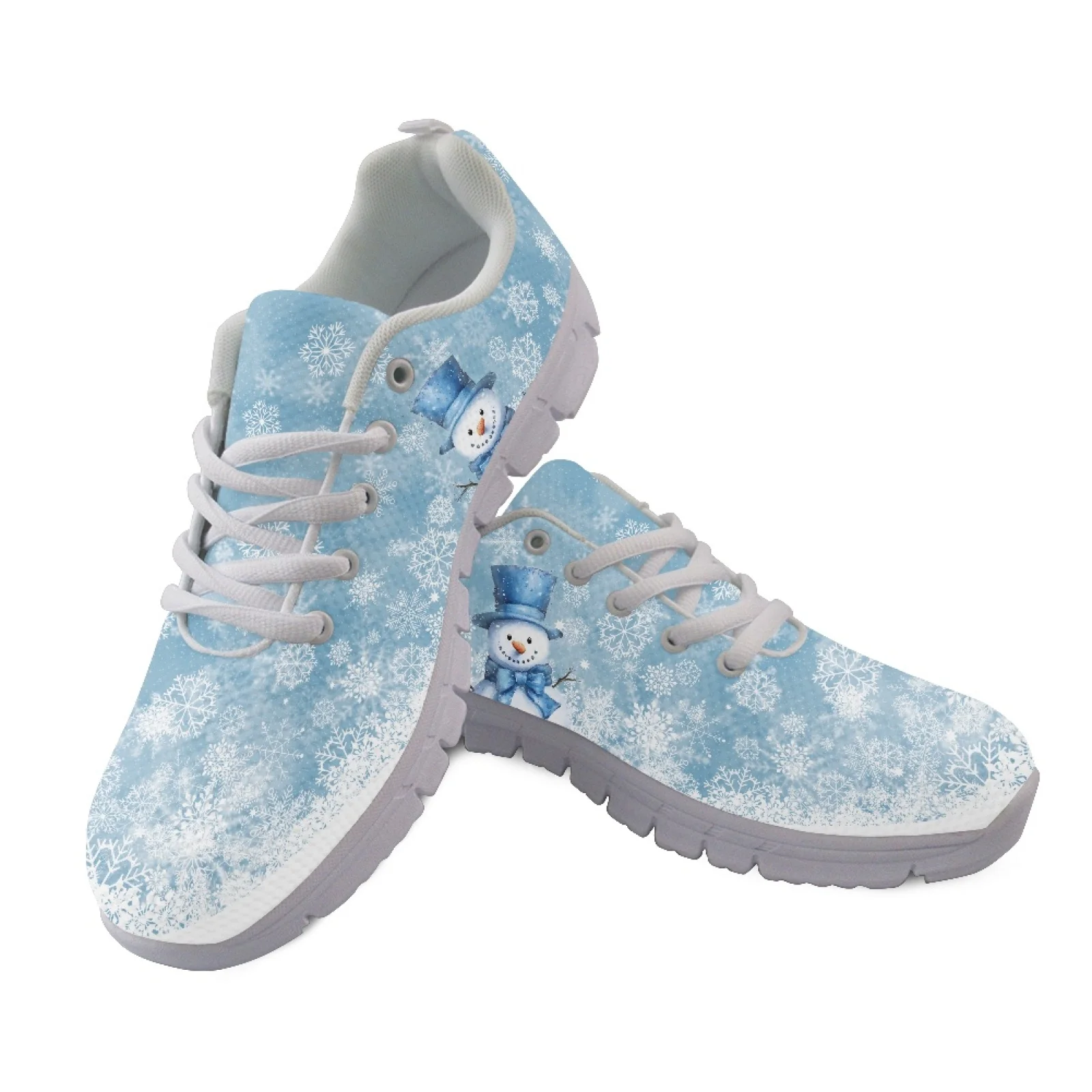 Coloranimal Soft Lightweight Running Sneakers for Men Women Running Shoes for Travel Christmas Tree Snowflake Print