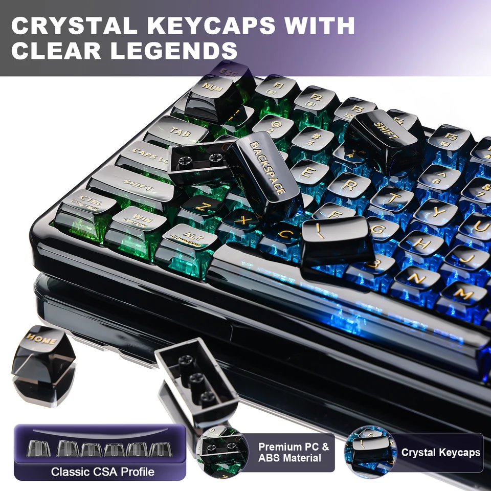 YUNZII X98 ピンク QMK/VIA ワイヤレス透明 RGB キーボード、ホット