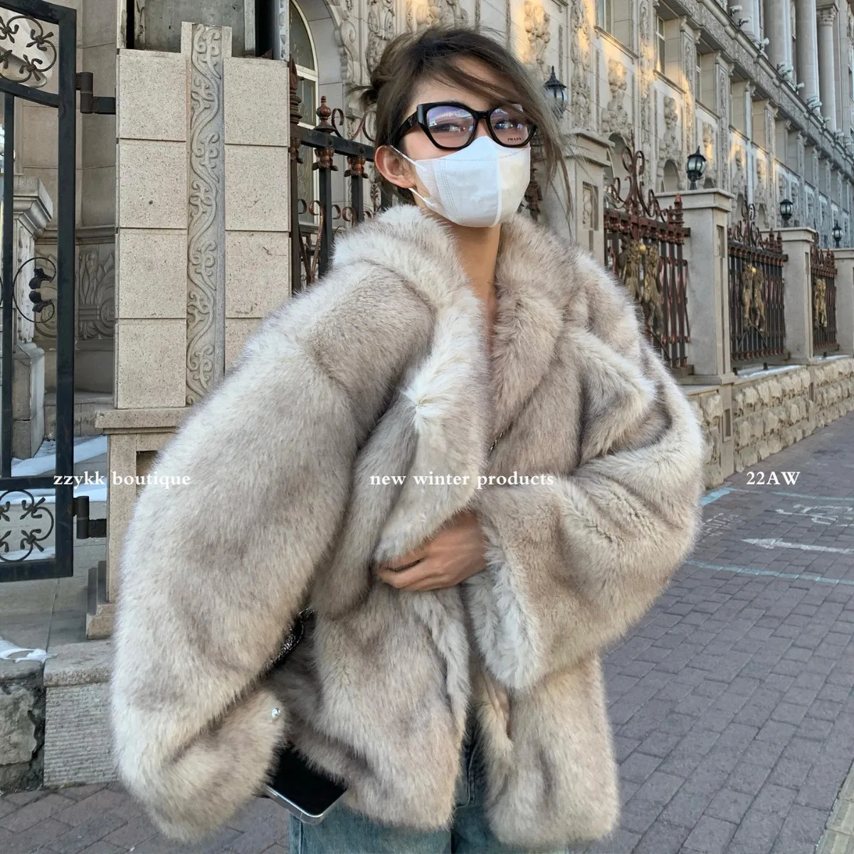

New Toka Style Faux Fox Fur Coat Women Mid-Length Elegant Big Lapel Loose Influencer Plush Overcoat