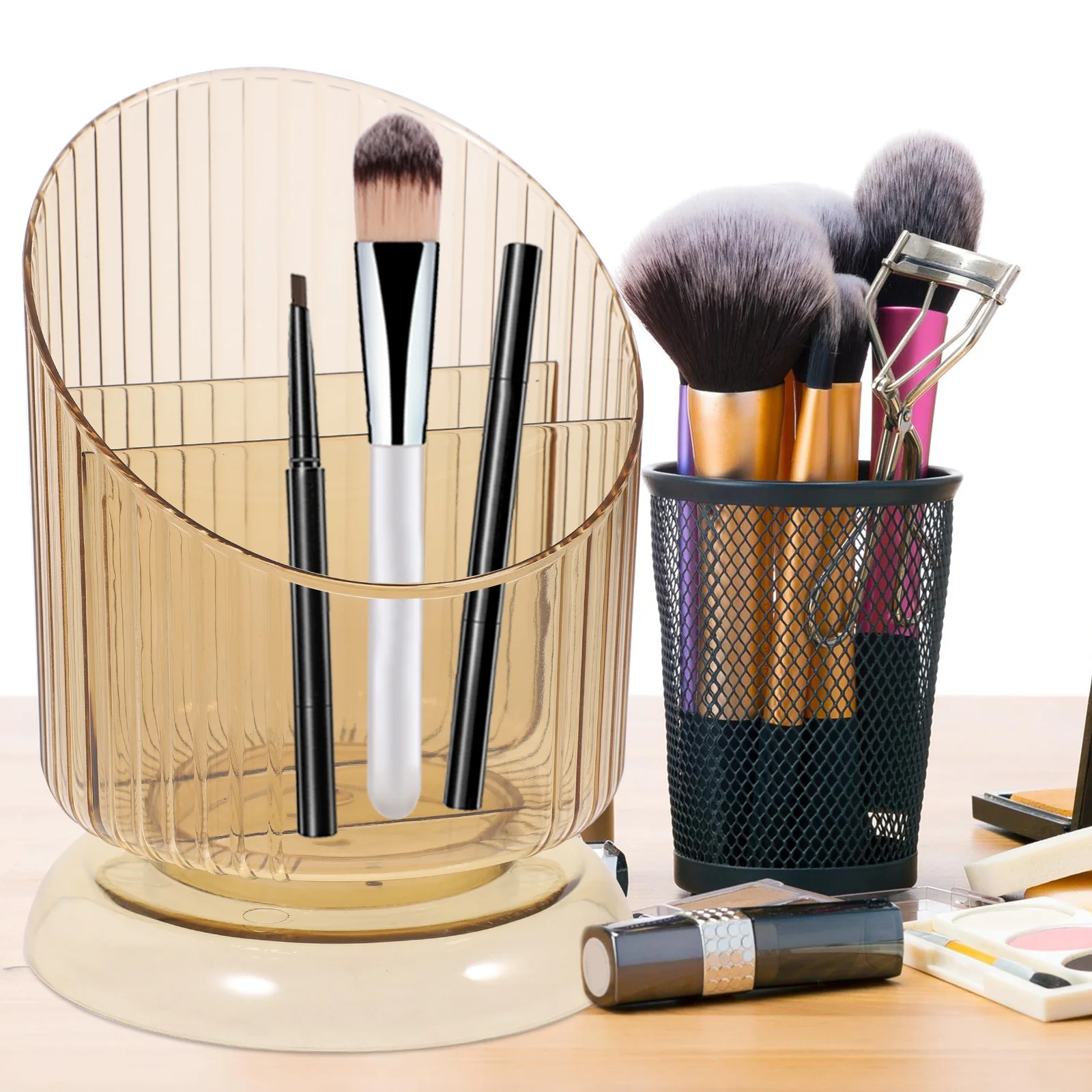 

Practical PET Brush Storage Container Desk Pen Pot Holder Cup Organizer Makeup Holder Box for Home Sundries Files