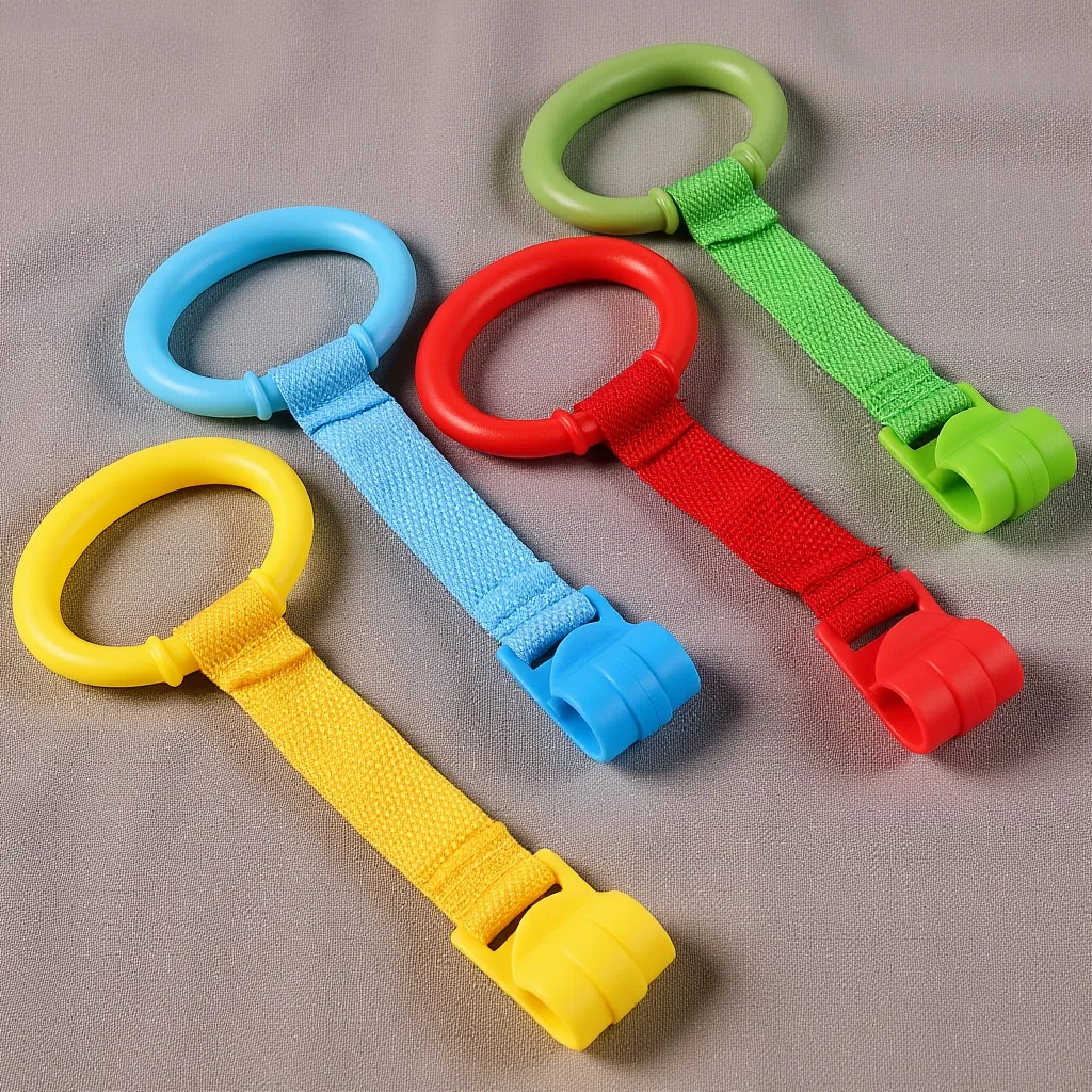 

4pcs Baby Standing Ring Infant Pull Ring For Crib Nursery Cot Ergonomic Design Portable Stand Up Aid For Baby Learning Walker