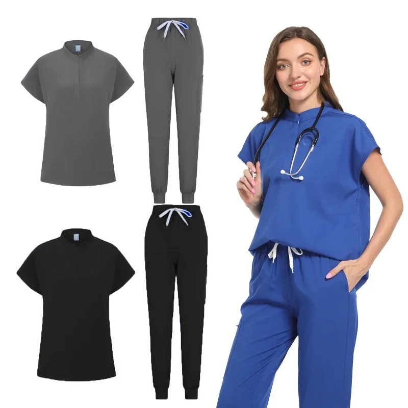 Clínico verde gris azul blanco dentista sanitario enfermería médica uniforme quirúrgico veterinario hombres Ropa de Trabajo Jogger hombre Scrubs Set