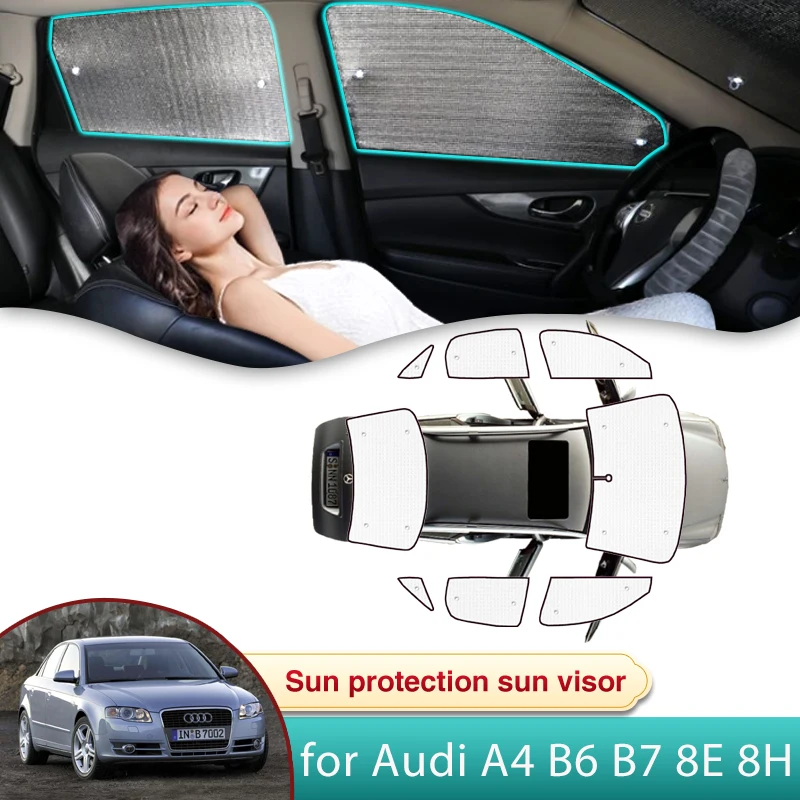 

Полный автомобильный козырек от солнца для Audi A4 B6 B7 8E 8H MK2 MK3 2002 2003 2004 2005 2006 2007 солнцезащитный козырек лобового стекла боковое окно конфиденциальность затенение