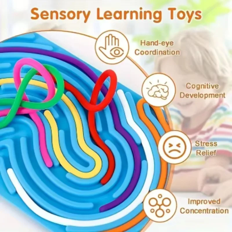 لوحة أنشطة حسية للأطفال لعبة مونتيسوري 2 في 1 لعبة تململ من السيليكون على الوجهين لتهدئة التوتر والقلق ADHD والتوحد #2